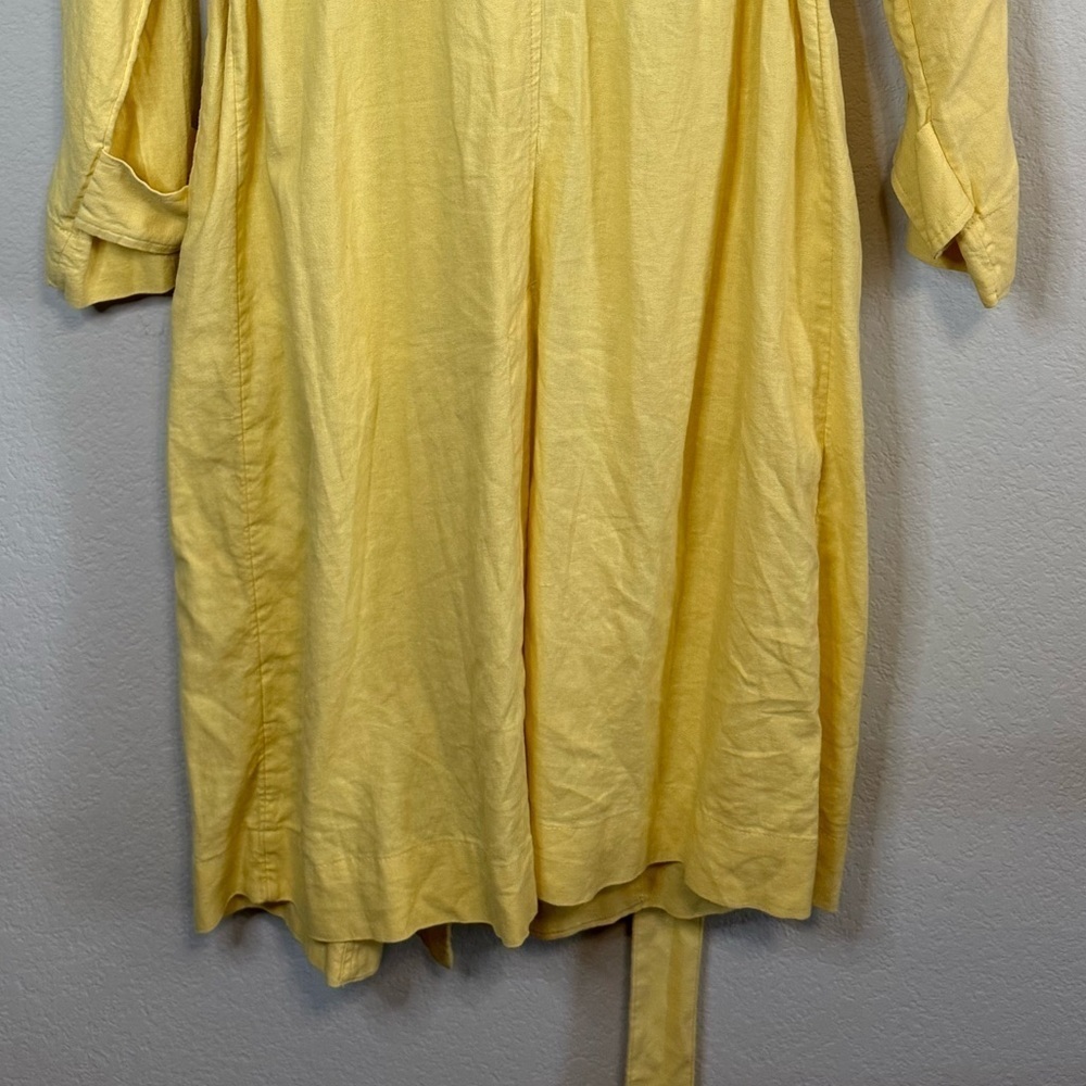New Day Women's Yellow Linen Blend Double Breasted Belted Trench Coat Size Small - Picture 8 of 11